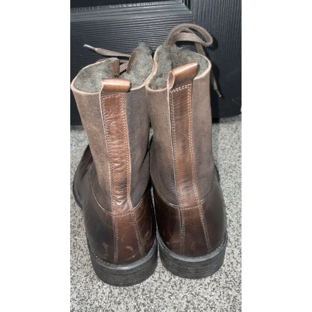 To Boot New York Adam Derrick 9.5 Brown Leather Shearling Combat Boots Italy